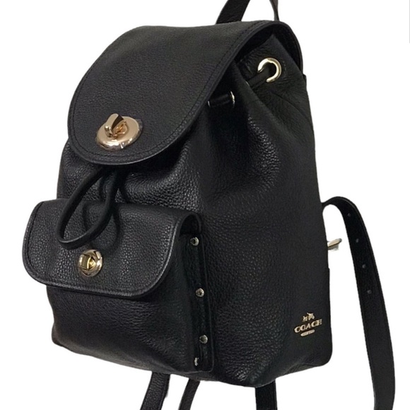 Coach Handbags - Coach Turnlock Mini Rucksack Black Leather Backpack